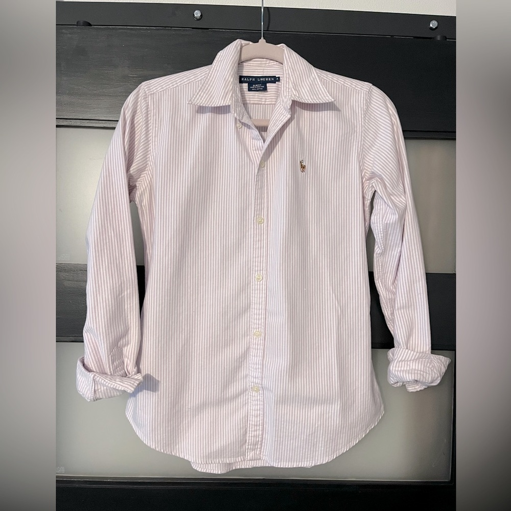 Ralph lauren pink stripe button down